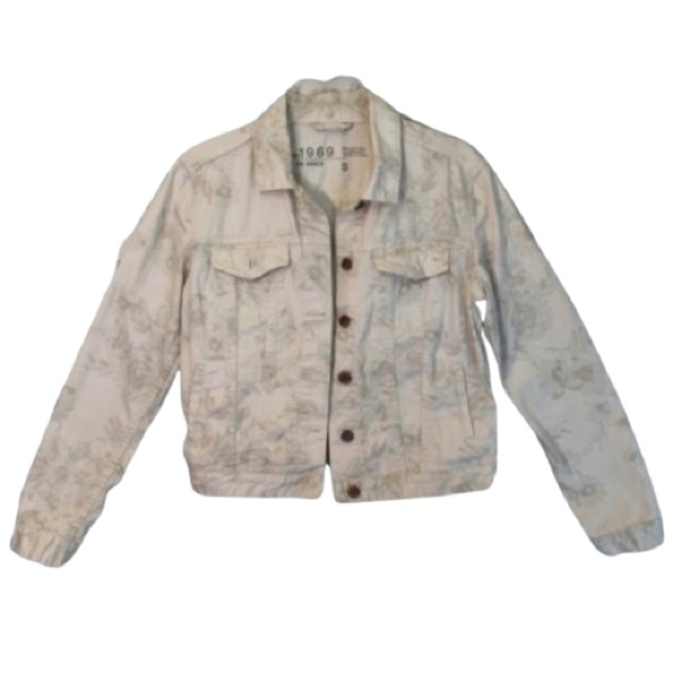 Gap 1969 Off White Floral Jean Jacket